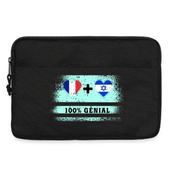 Drapeau France et Israël 100% génial - Sacoche pour ordinateur portable 13 pouces - noir - Devant