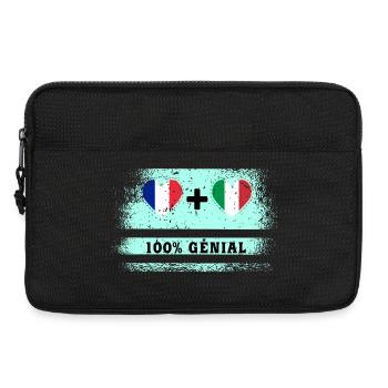 Drapeau France et Italie 100% génial - Sacoche pour ordinateur portable 13 pouces - noir - Devant