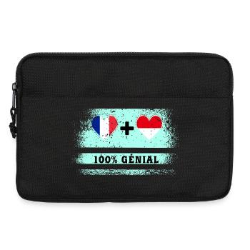 Drapeau France et Indonésie 100% génial - Sacoche pour ordinateur portable 13 pouces - noir - Devant
