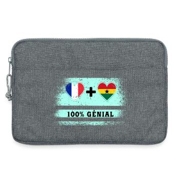 Drapeau France et Ghana 100% génial - Sacoche pour ordinateur portable 13 pouces - gris chiné - Devant