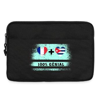 Drapeau France et Cuba 100% génial - Sacoche pour ordinateur portable 13 pouces - noir - Devant