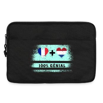 Drapeau France et Pays-Bas 100% génial - Sacoche pour ordinateur portable 13 pouces - noir - Devant