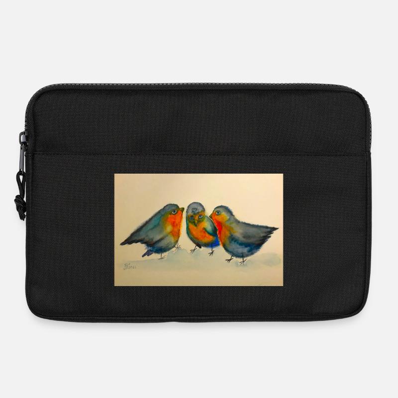 Drei Rotkehlchen Aquarell - Laptoptasche 13" - Schwarz