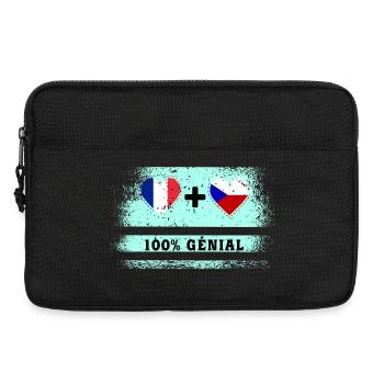 Drapeau France et République tchèque 100% génial - Sacoche pour ordinateur portable 13 pouces - noir - Devant