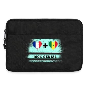 Drapeau France et Sénégal 100% génial - Sacoche pour ordinateur portable 13 pouces - noir - Devant