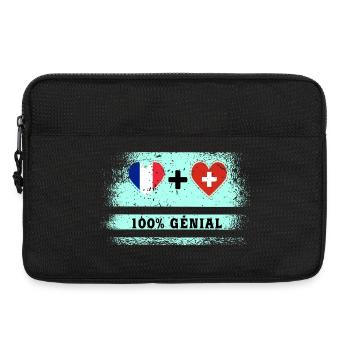 Drapeau France et Suisse 100% génial - Sacoche pour ordinateur portable 13 pouces - noir - Devant