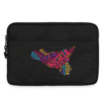 Sicily t-shirt map word cloud trinacria - Laptop bag 13" - black - Front