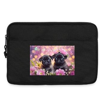 Kleine Hunde mit Blumenkrone - Laptoptasche 13" - Schwarz - Vorne