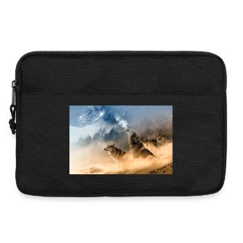 Wölfe heulen den Mond an / Schöne Wölfe - Laptoptasche 13" - Schwarz - Vorne