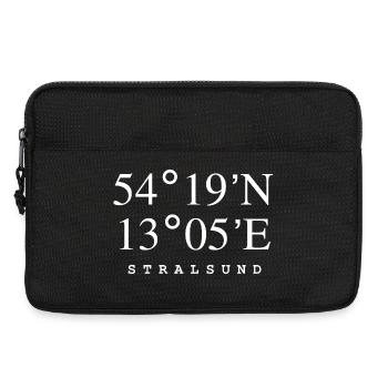 Stralsund Koordinaten - Laptoptasche 13" - Schwarz - Vorne
