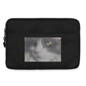 Katzenporträt im Glitch-Look - Laptoptasche 13" - Schwarz - Vorne