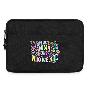 La façon dont nous traitons les animaux montre qui nous sommes - Sacoche pour ordinateur portable 13 pouces - noir - Devant