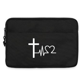 Croix et battement de cœur – Chemise chrétienne moderne de - Sacoche pour ordinateur portable 13 pouces - noir - Devant