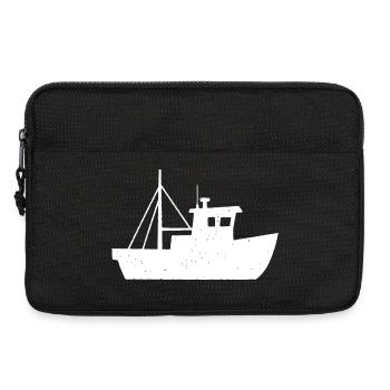 Fishing Cutter Boat North Sea Vector - Laptop bag 13" - black - Front