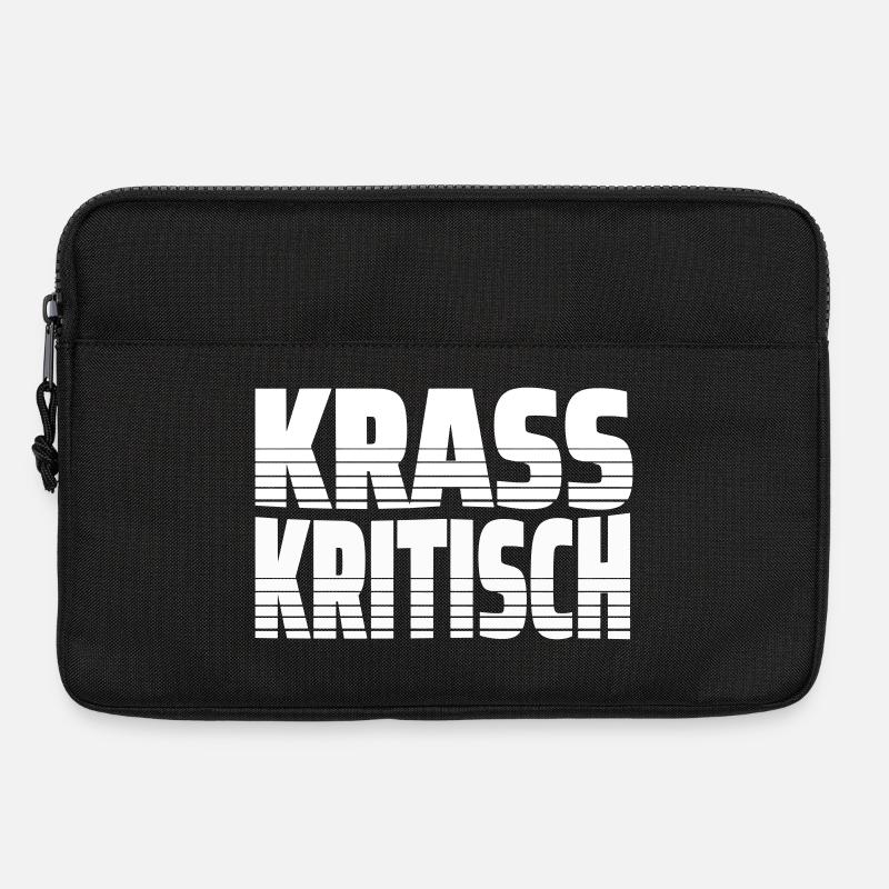 Krass Kritisch - Krasser Linientext mit Streifen - Laptoptasche 13" - Schwarz