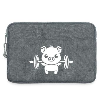 Cochon Haltérophile Cartoon - Sacoche pour ordinateur portable 13 pouces - gris chiné - Devant
