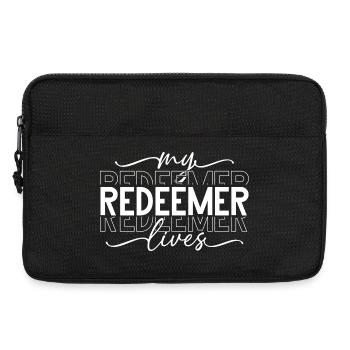 Mein Erlöser lebt Schriftzug - Laptoptasche 13" - Schwarz - Vorne