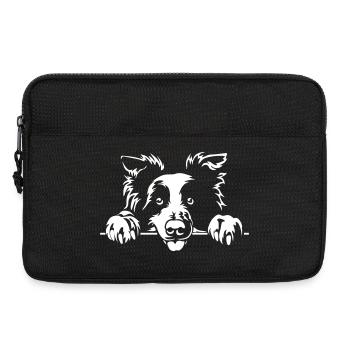 Border Collie Head avec pattes « Édition noire » - Sacoche pour ordinateur portable 13 pouces - noir - Devant