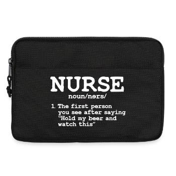Krankenschwester Halt mein Bier Typografie T-Shirt - Laptoptasche 13" - Schwarz - Vorne