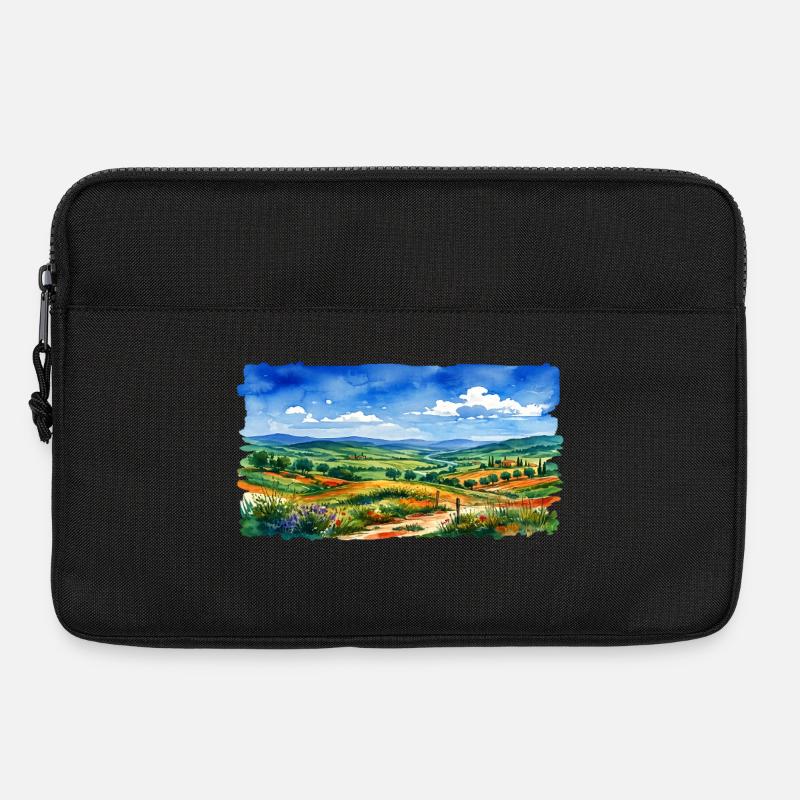 Landschafts-Aquarell Panorama - Laptoptasche 13" - Schwarz