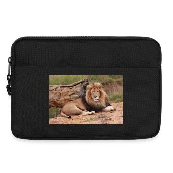 Lion majestueux sur la savane - Sacoche pour ordinateur portable 13 pouces - noir - Devant