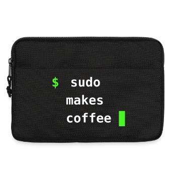 Sudo Makes Coffee – Conception de terminaux Linux - Sacoche pour ordinateur portable 13 pouces - noir - Devant