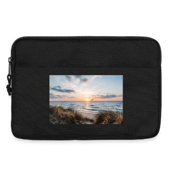 Coucher de soleil sur la plage de dunes - Sacoche pour ordinateur portable 13 pouces - noir - Devant