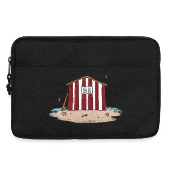 Maison de plage à bandes rouges - Sacoche pour ordinateur portable 13 pouces - noir - Devant