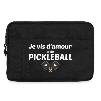 Je vis d'amour et de pickleball - Sacoche pour ordinateur portable 13 pouces - noir - Devant