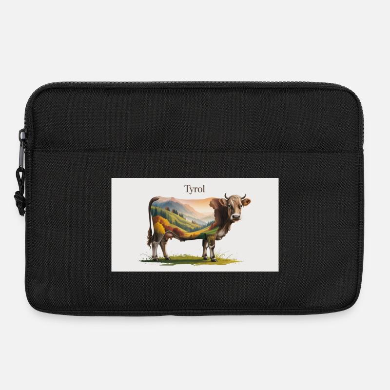Tyrol Kuh mit Bergpanorama - Laptoptasche 13" - Schwarz