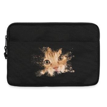 Orangene Katze mit Aquarellspritz - Laptoptasche 13" - Schwarz - Vorne