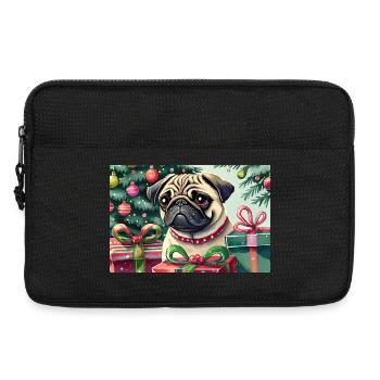 Niedlicher Weihnachts-Pug mit Geschenken - Laptoptasche 13" - Schwarz - Vorne