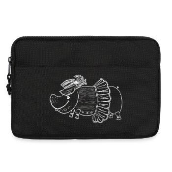 Nilpferddame mit Hut und Kleid - Laptoptasche 13" - Schwarz - Vorne