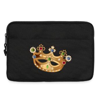goldfarbene Krone mit Edelsteinen und Perlen - Laptoptasche 13" - Schwarz - Vorne