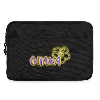 Ohana Hibiskus Blumen Neon-Lila Logo - Laptoptasche 13" - Schwarz - Vorne