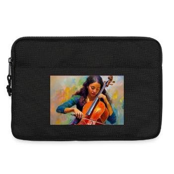 Cello spielende Cellistin Aquarell - Laptoptasche 13" - Schwarz - Vorne
