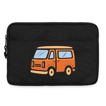 Illustration de dessin animé de camping-car rétro - Sacoche pour ordinateur portable 13 pouces - noir - Devant
