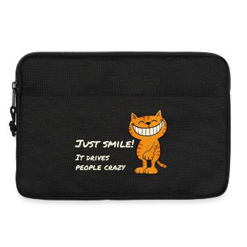 Just Smile – Freche grinsende Katze Spruch - Laptoptasche 13" - Schwarz - Vorne