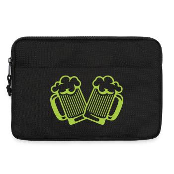 Zwei Bierkrüge Stoßen – Neon Grün - Laptoptasche 13" - Schwarz - Vorne