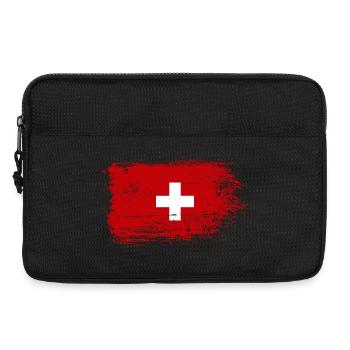 Emblème du drapeau suisse en détresse - Sacoche pour ordinateur portable 13 pouces - noir - Devant