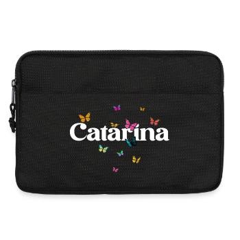Schöner Mädchenname mit Schmetterlingen CATARINA - Laptoptasche 13" - Schwarz - Vorne