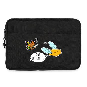 Fliegende Butter Schmetterling kuckt zu, Butterfly - Laptoptasche 13" - Schwarz - Vorne