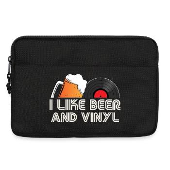 J’aime le design rétro de bière et de vinyle - Sacoche pour ordinateur portable 13 pouces - noir - Devant