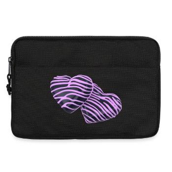 Cœurs  roses sur noir - Sacoche pour ordinateur portable 13 pouces - noir - Devant