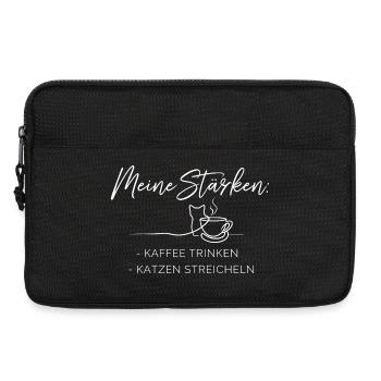 Meine Stärken Kaffee trinken Katzen streicheln - Laptoptasche 13" - Schwarz - Vorne