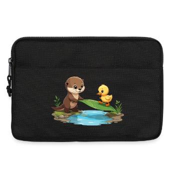 Flussfreund Otter und Ente - Laptoptasche 13" - Schwarz - Vorne