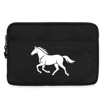 Weißes Pferd Silhouette Geschenk Reiter  - Laptoptasche 13" - Schwarz - Vorne