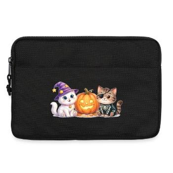 Süße Halloween Katzen mit Kürbis – Smilla & Fiete - Laptoptasche 13" - Schwarz - Vorne