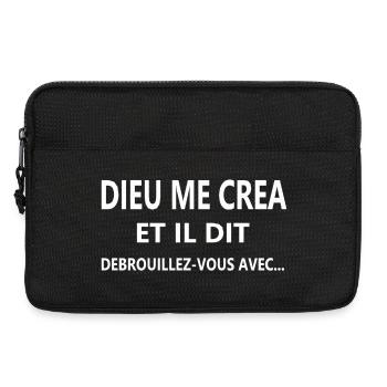 Dieu, dieu humour, dieu me créa - Sacoche pour ordinateur portable 13 pouces - noir - Devant
