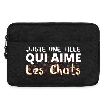 Fille qui aime les chats floral - Sacoche pour ordinateur portable 13 pouces - noir - Devant